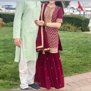 Indian dress with palazzo style pants & wrap